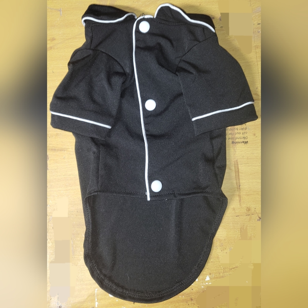 Shirt Black with Collar & White Accents For Small Dog Size Large NEW